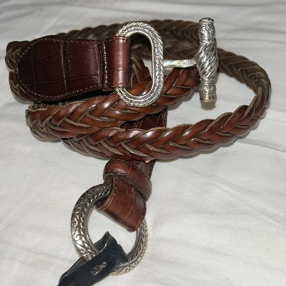 Brighton brown double braid leather belt. New. 1996 size medium.